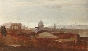 a view overlooking a city,roman ruins and a cupola visible on the horizon unknow artist